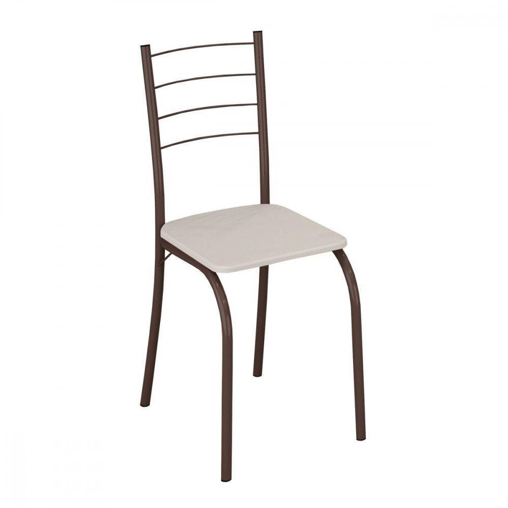 Conjunto De 4 Cadeiras Rio Marrom Assento Creme Teixeira Marrom Com Creme - 4