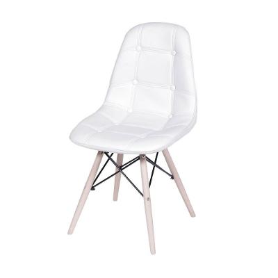 Cadeira Eames Dsw Botonê Assento Pu Branca Base Madeira
