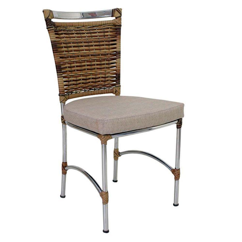 Cadeira Em Alumínio E Fibra Sintética Jk Cozinha Edícula Cappuccino E Fundo Palha - 1