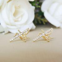 Brinco Fé Com Zircônias Folheado A Ouro 18K