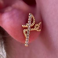 Brinco Fé Com Zircônias Folheado A Ouro 18K - 5