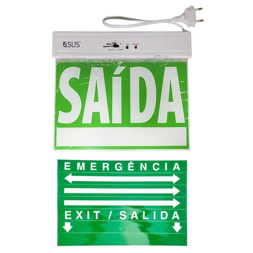 Placa De Sinalizaçao Emergencia Saida Led Bateria Recarregavel Lampada Luz Iluminaçao Empresa Casa - 5