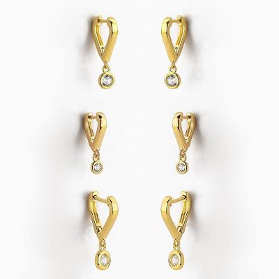 Kit Trio De Brinco Argola Vazada Zircônia Banhado Ouro Cristal