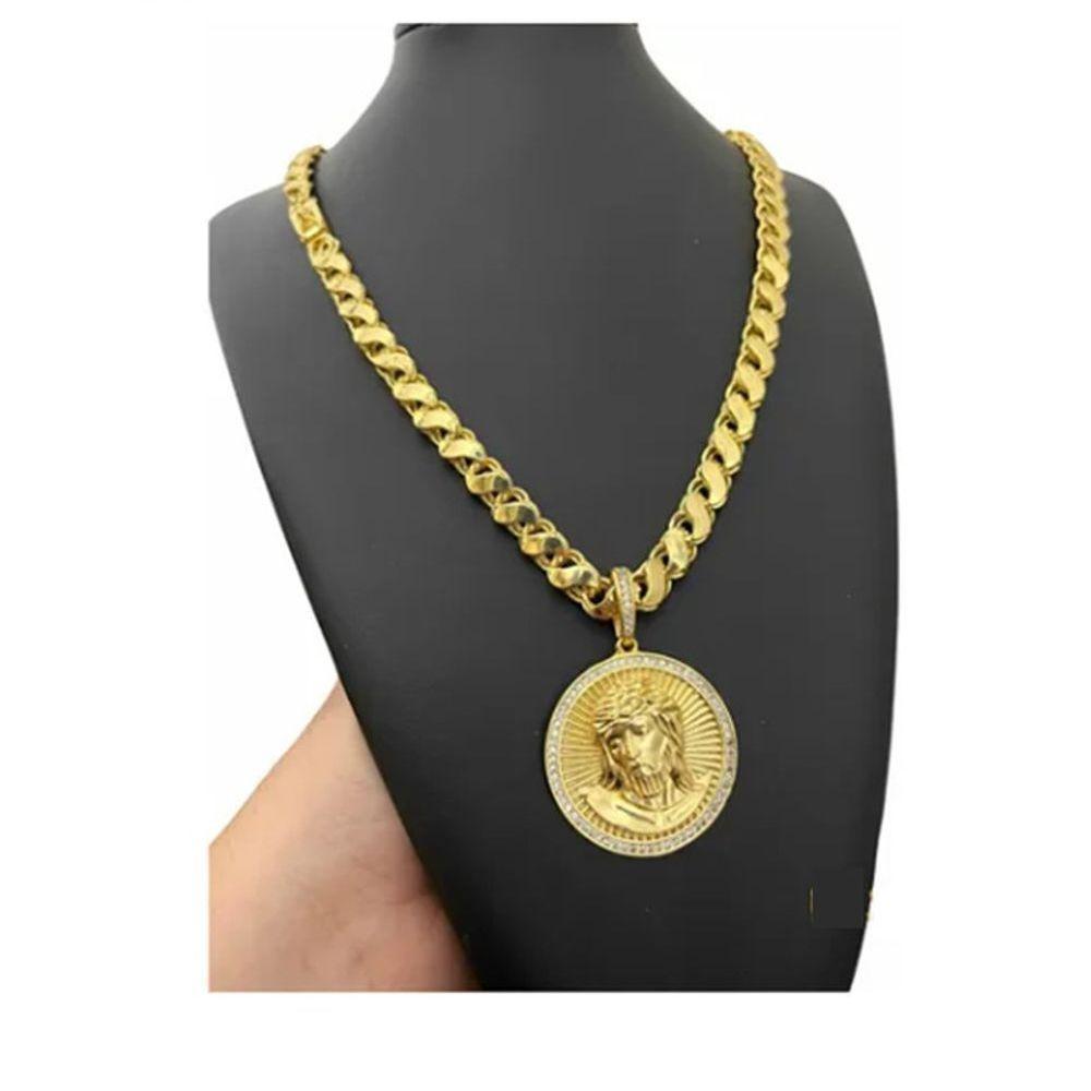 Cordão + Pingente 8mm Friso S Dupla Face Camadas Grossas - 1