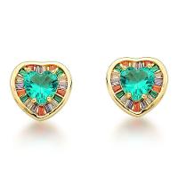 Conjunto Colar eBrincos Coração Cravejado Banhado A Ouro 18k Cristal - 10