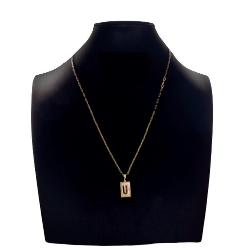 Cordão Carti Fecho Lagosta Com Pingente Inicial Letra U - 1