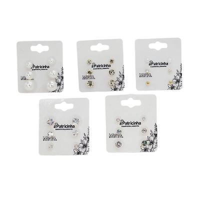 Kit Brincos 3 Furos Folheado Atacado 5 Unidades