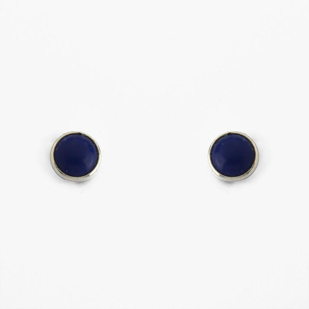 Brinco Redondo com Pedra Natural Prata 925 Safira Indiana - 1