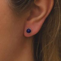 Brinco Redondo com Pedra Natural Prata 925 Safira Indiana - 2