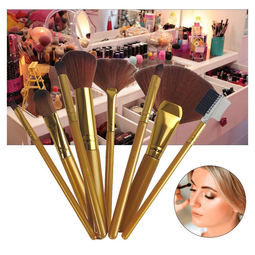Pincel 8 Peças Maquiagem Make Up Base Corretivo Po Sombra - 1