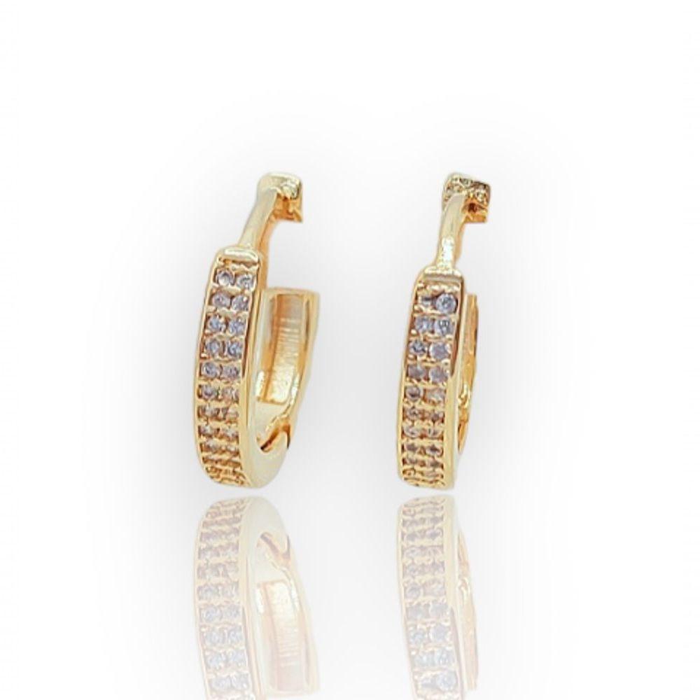 Brinco Argola Click 16mm - 2 Fileiras De Zircônias - 1