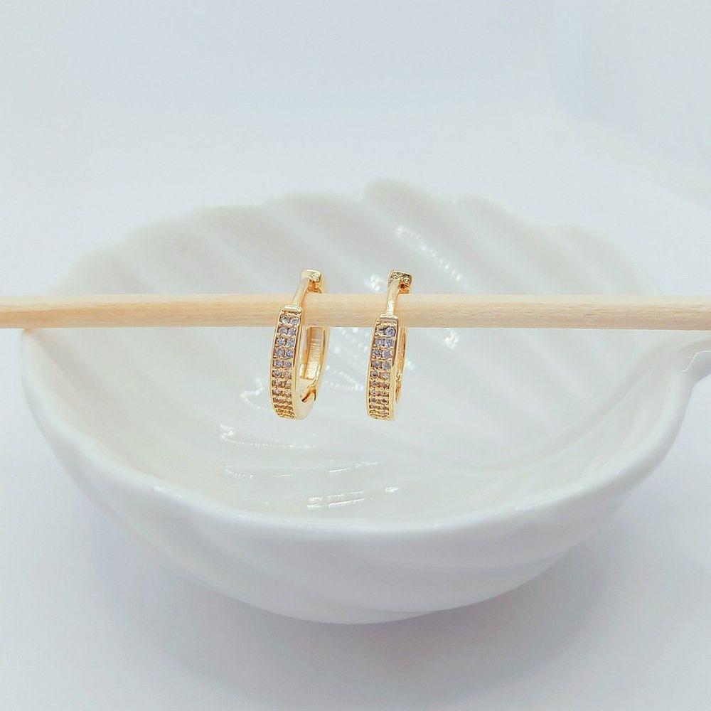 Brinco Argola Click 16mm - 2 Fileiras De Zircônias - 2