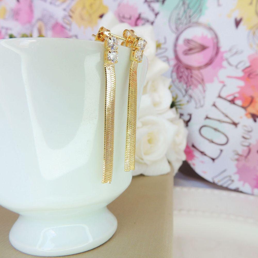 Brinco De Fita Com Zircônia Folheado A Ouro 18K - 2