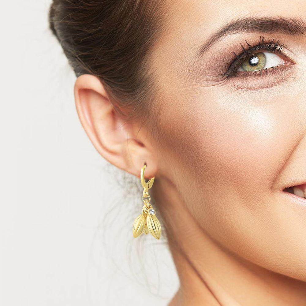 Brinco Argolinha Cacau Com Ponto De Luz Revestido Em Ouro - 3