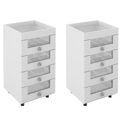 Kit 2 Carrinhos de Maquiagem Gavetas Branco Tecno Mobili