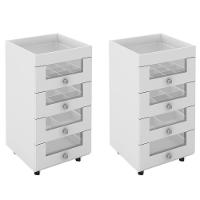 Kit 2 Carrinhos de Maquiagem Gavetas Branco Tecno Mobili - 1