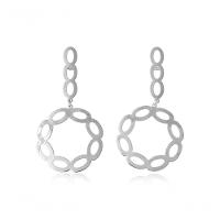 Brinco Com Fio E Círculo Com Arcos Folheado Em Ródio Branco - 1