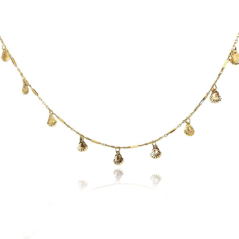 Colar De Mini Conchas Folheado Em Ouro 18K - 1
