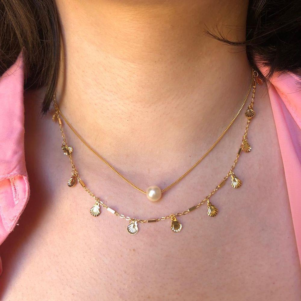 Colar De Mini Conchas Folheado Em Ouro 18K - 2