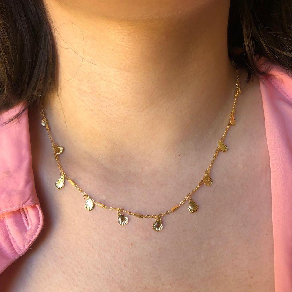 Colar De Mini Conchas Folheado Em Ouro 18K - 3
