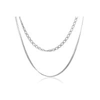 Colar Duplo Com Correntes Grossas Folheado Em Ródio Branco - 1