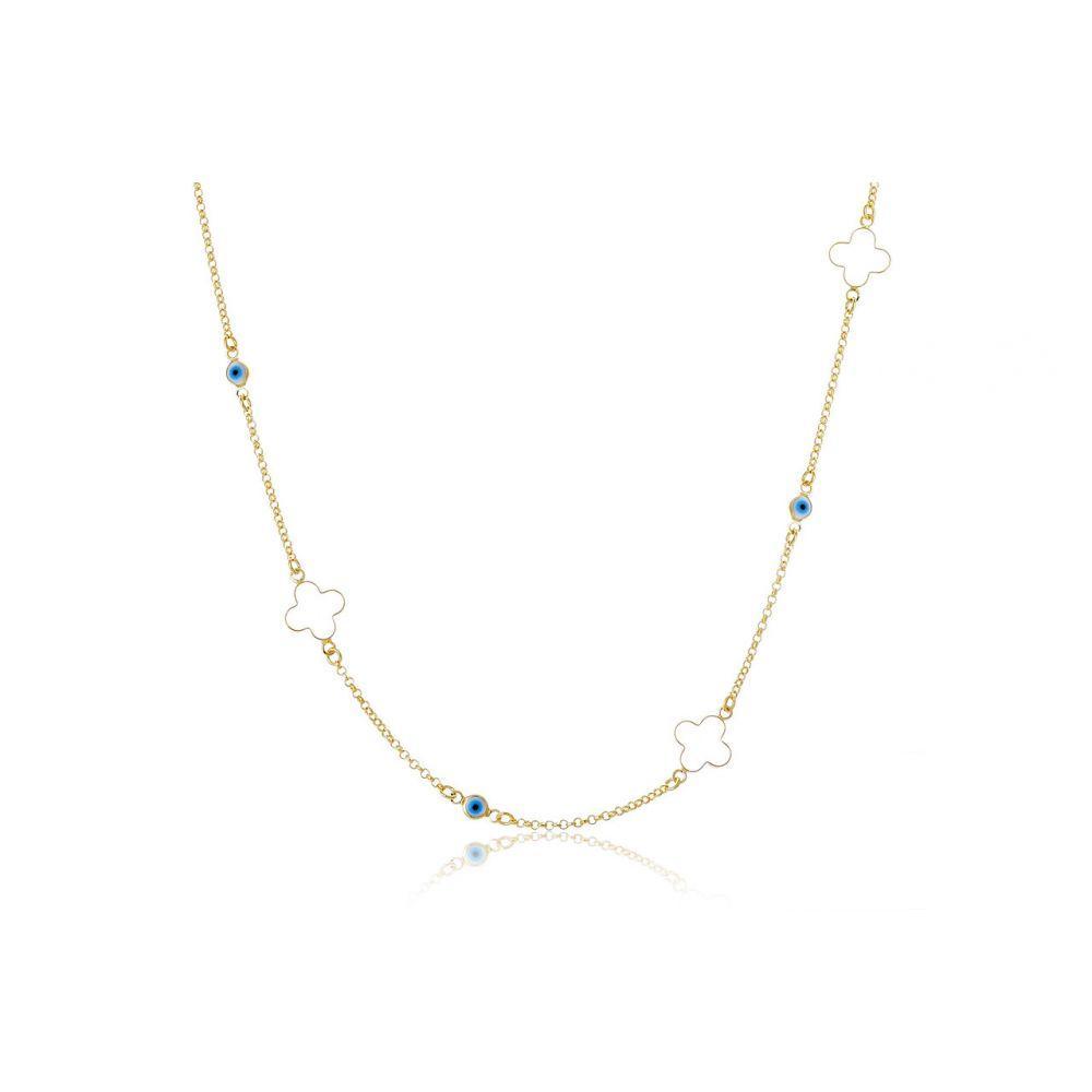 Colar Folheado Em Ouro 18k Com Olhos Gregos - 1