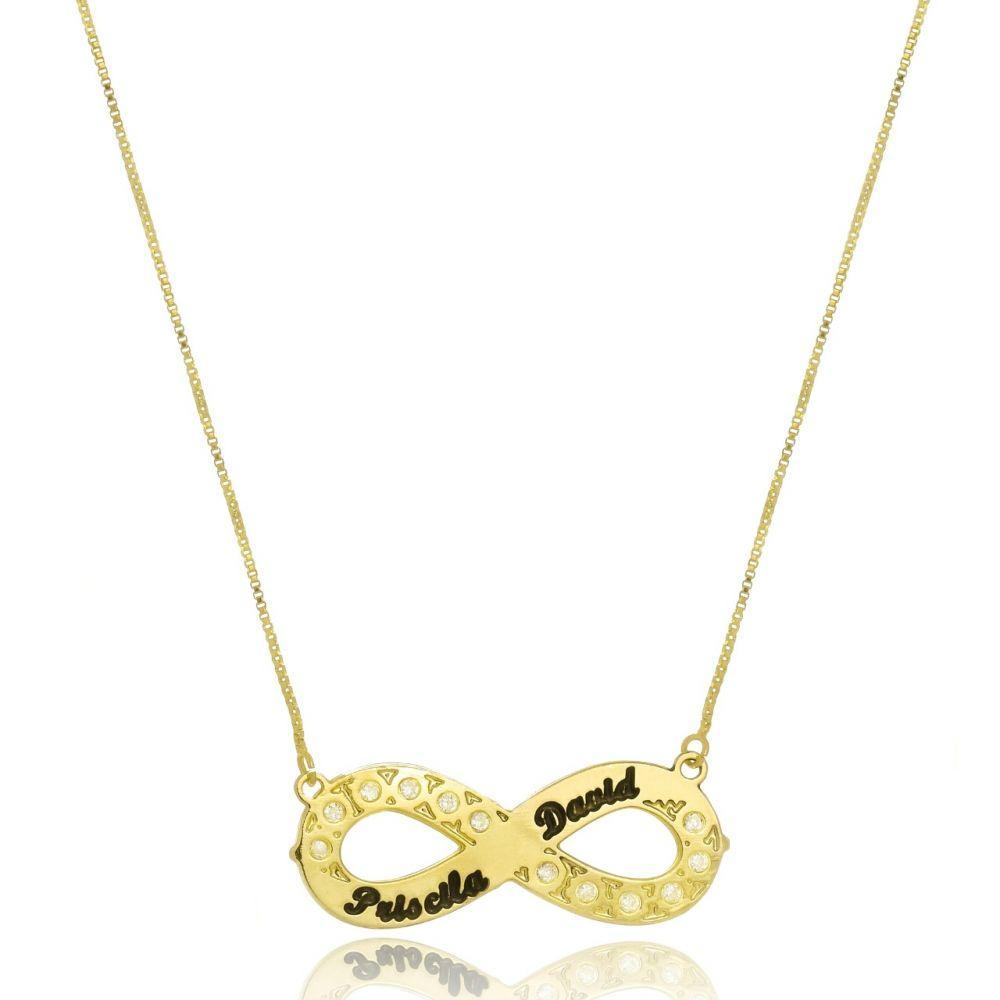 Colar Símbolo Do Infinito Com Nomes E Detalhes Em Zircônia - 2
