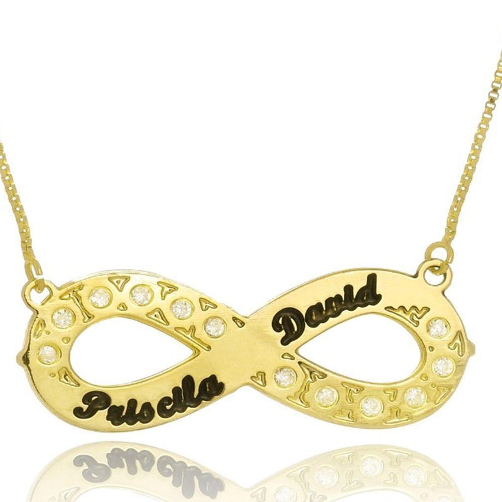 Colar Símbolo Do Infinito Com Nomes E Detalhes Em Zircônia - 5
