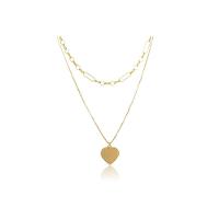 Colar Duplo Folheado Em Ouro 18k Com Coração - 1