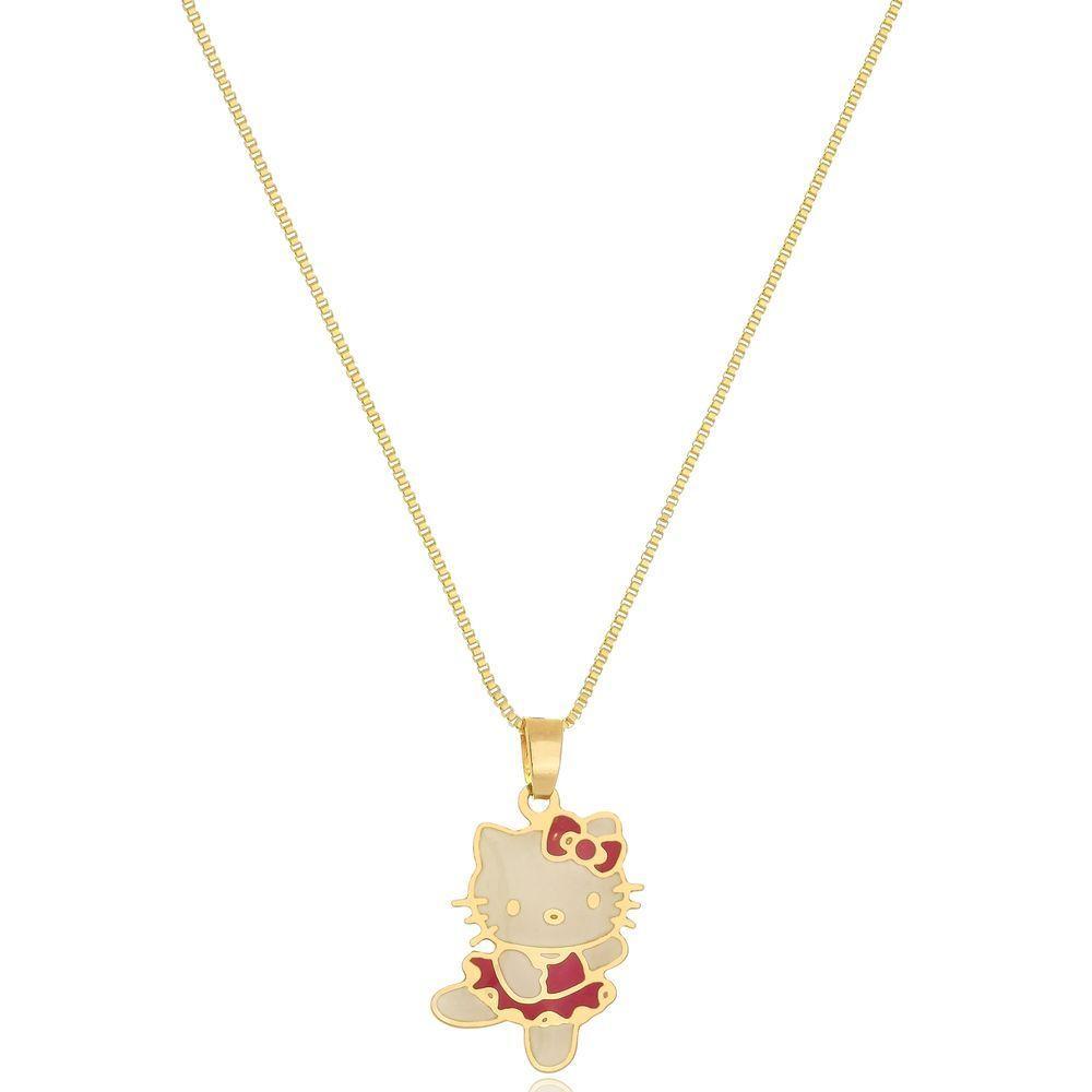 Colar Personalizado Hello Kitty Folheado Em Ouro 18K - 1