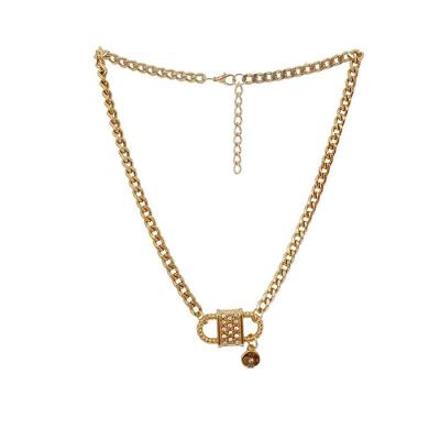 Colar Dourado Cadeado De Brilhante