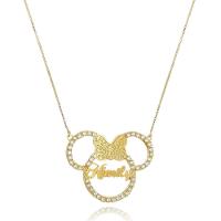 Colar Mickey E Miney Nome Trabalhado Em Zircônia - 1