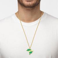Colar Brasil Agro Com Mapa Esmaltado E Revestimento Em Ouro - 5