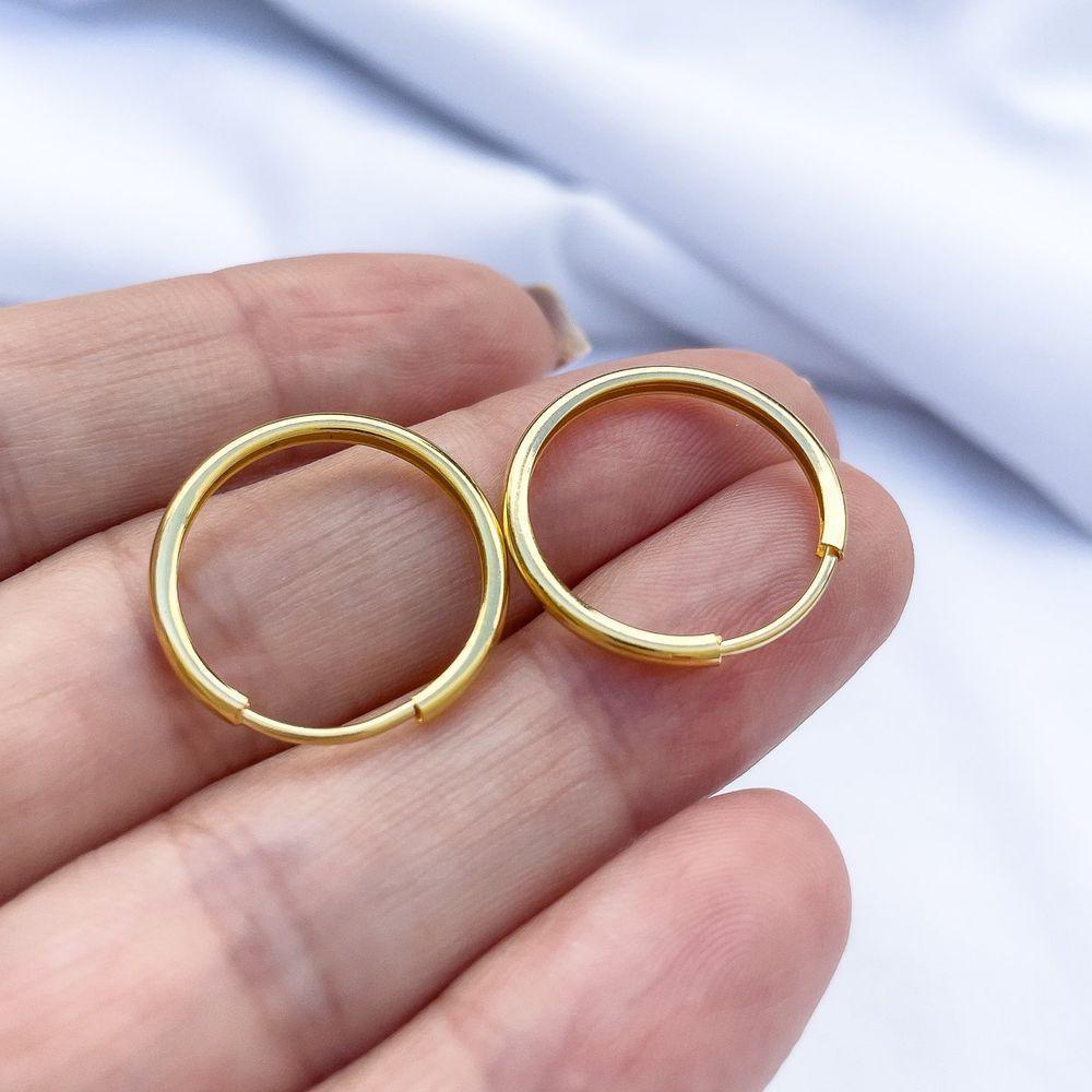 Brinco Argola Feminina Básica Lisa Banhado A Ouro 18k 2cm - 5