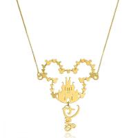 Colar Mickey Com Castelo No Meio E Nome Folheado Em Ouro 18k - 2