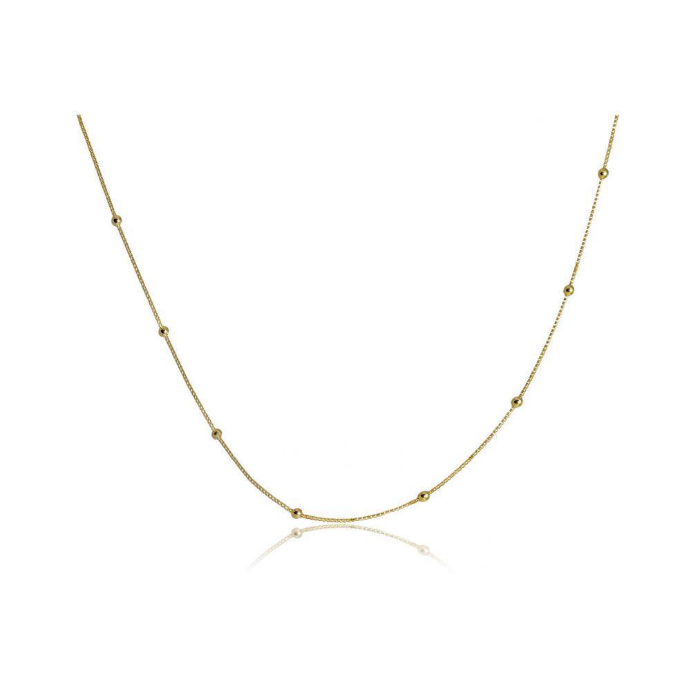 Colar Corrente Italiana Com Bolinha Dourada Folheado Em Ouro 18k - 2