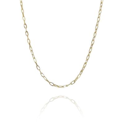 Colar Corrente Elos Intercalados Folheado Em Ouro 18K