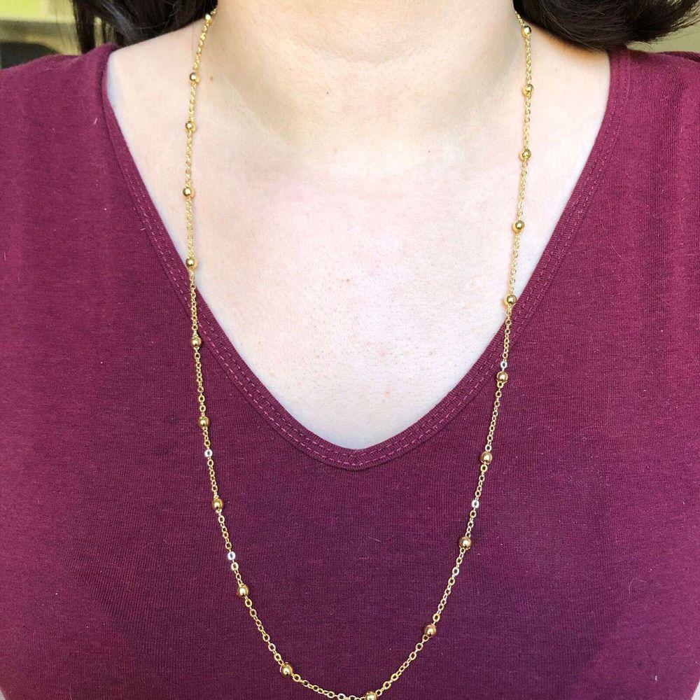 Colar Corrente Com Bolinhas Folheado Em Ouro 18k - 5