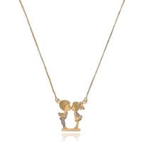 Colar Bonequinhos Se Beijando Com Detalhes Em Rodium E Folheado Em Ouro 18k - 1