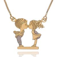 Colar Bonequinhos Se Beijando Com Detalhes Em Rodium E Folheado Em Ouro 18k - 2