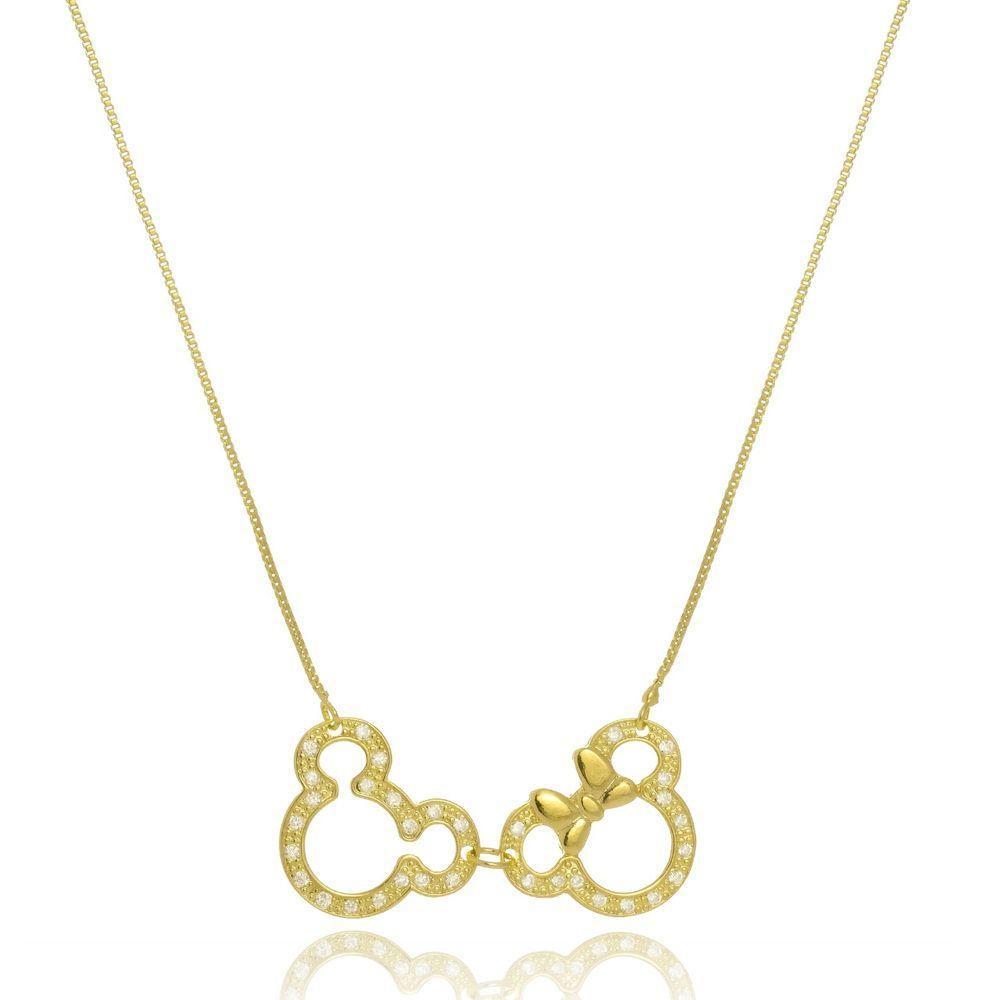 Colar Mickey E Miney Trabalhado Em Zircônia - 1