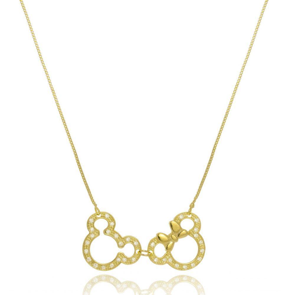 Colar Mickey E Miney Trabalhado Em Zircônia - 2