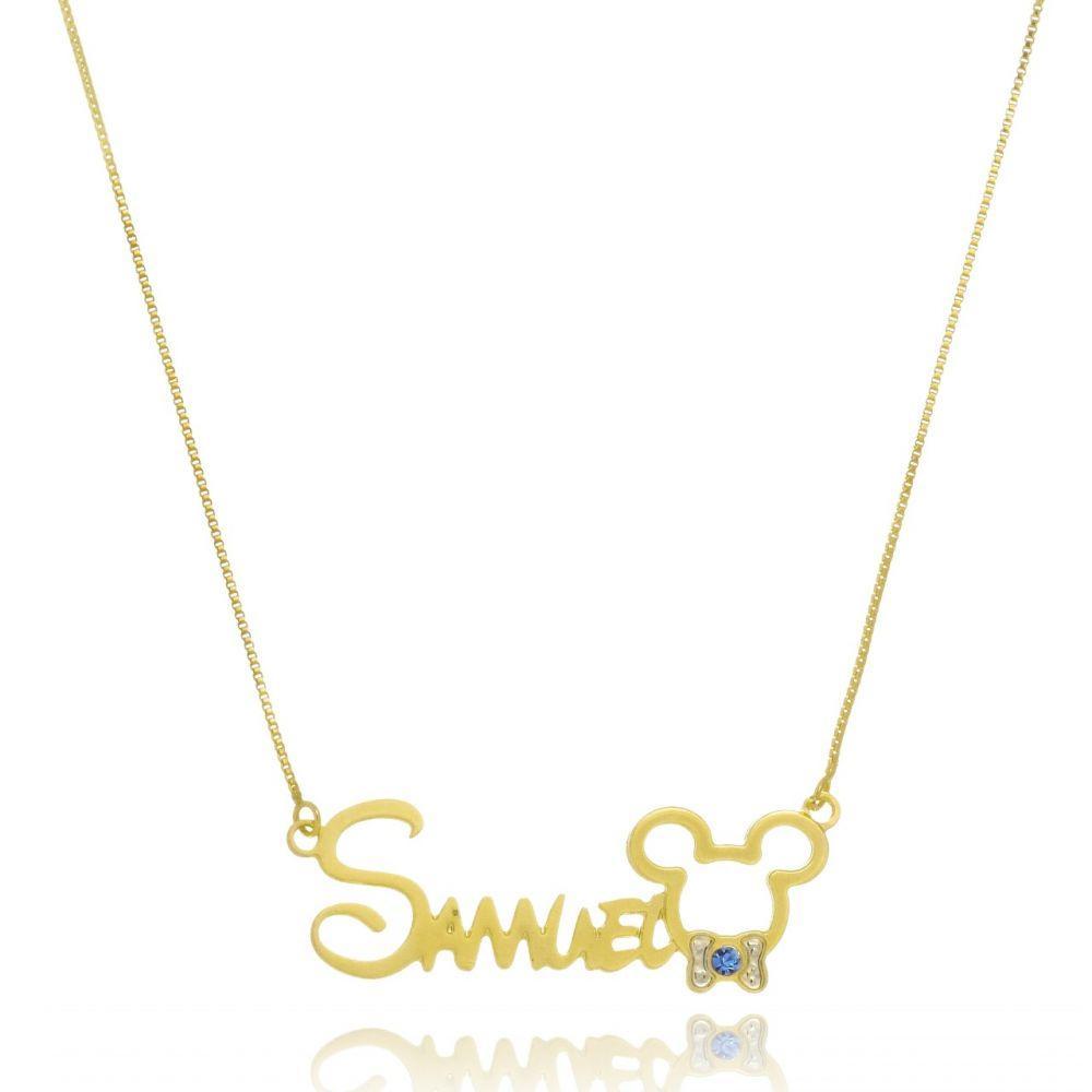 Colar Com Nome Mickey E Miney Folheado Em Ouro 18k - 1