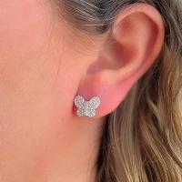 Brincos Borboleta Prata 925 Cravejados Com Zircônias - Cristal - 13