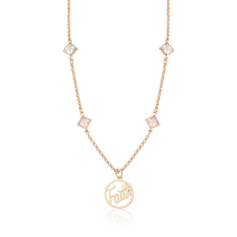 Colar Faith Com Zircônias, Revestido Em Ouro Rosê - 1