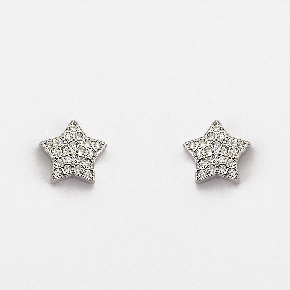 Brinco Estrela Prata 925 Cravejados Com Zircônias - Cristal - 1