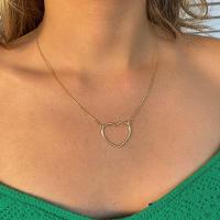 Colar Curto Com Coração Liso Vasado Folheado Em Ouro 18k - 3