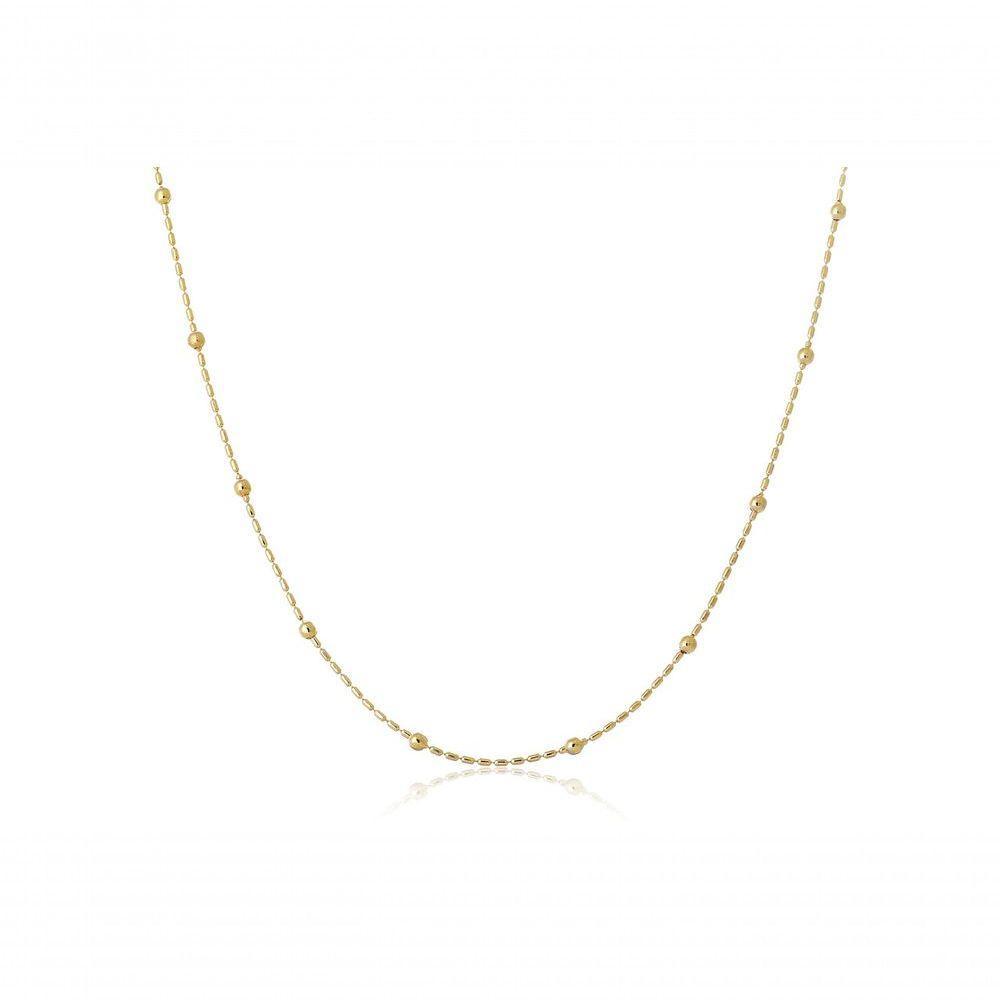 Colar De Corrente Com Bolinhas Douradas Folheado Em Ouro 18k - 1