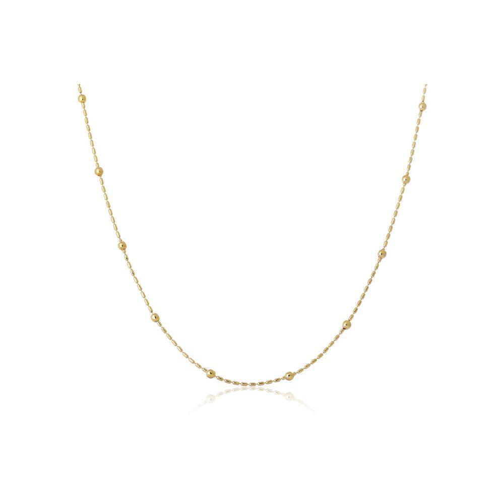Colar De Corrente Com Bolinhas Douradas Folheado Em Ouro 18k - 2