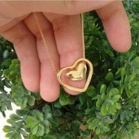 Gargantilha Com 2 Corações Banhado A Ouro 18k - 2